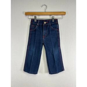 Vintage Little‎ by Little 70/80s baby denim jeans with red stitching 24m
